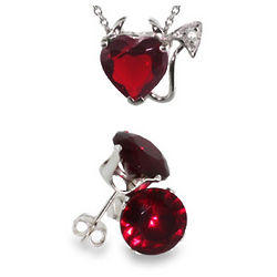 Sterling Silver and CZ Devilish Heart Necklace and Earrings Set