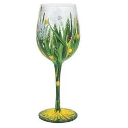 Dandelion Hand Painted Wine Glass