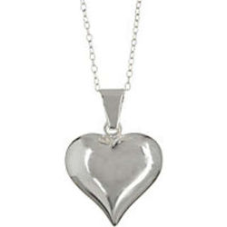 Sterling Silver Puff Heart Necklace