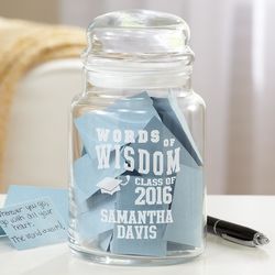 Graduate's Personalized Words of Wisdom Glass Treat Jar