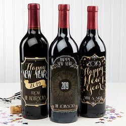 Personalized Happy New Year! Wine Bottle Labels