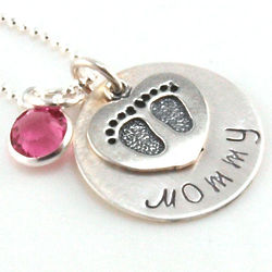 Personalized Tiny Footprints Silver Necklace