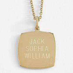 Personalized Gold Plated Cushion Shape Initial Pendant Necklace
