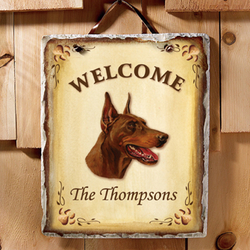 Personalized Welcome Dog Breed Slate