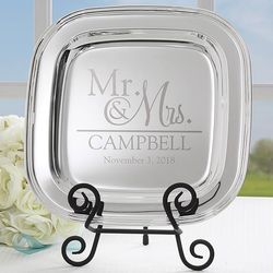 Personalized Mr. & Mrs. Wedding Silver Tray