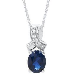 Lab-Created Blue and White Sapphire Pendant in Sterling Silver