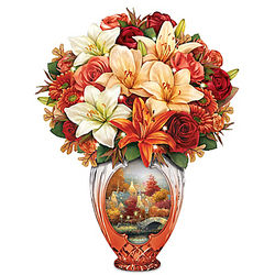Thomas Kinkade Amber Elegance Always In Bloom Vase Centerpiece