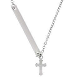 Silver Dangle Cross Bar Necklace