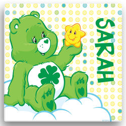 Kid's Personalized Care Bears Good Luck Canvas Wall Art