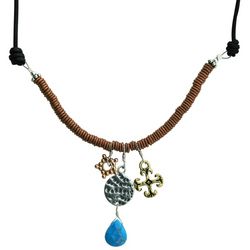 Brass and Copper Necklace With Cross and Star