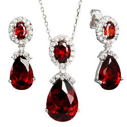 Pear Drop CZ Necklace and Earrings Set