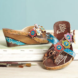 St. John's Hand Painted Leather Slide Sandals