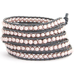 Chen Rai Five Row Pink Pearl Wrap Bracelet