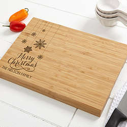Snowflakes Personalized Bamboo Cutting Board