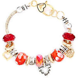Bay Studio Red Beads Heart Charm Bracelet