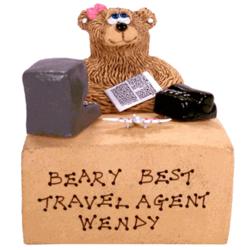 Personalized Travel Agent Teddy Bear at the Office Desk