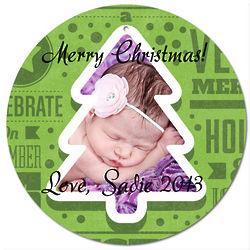Personalized Photo Green Tree Christmas Ornament