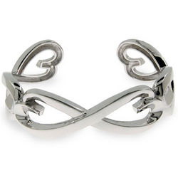 Sterling Silver Infinity Hearts Cuff Bracelet