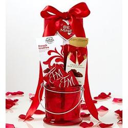 Hearts Afire Candle Holder & Sweets Gift Basket