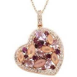 Multi-Gemstone Heart Pendant in 18 Karat Rose Gold