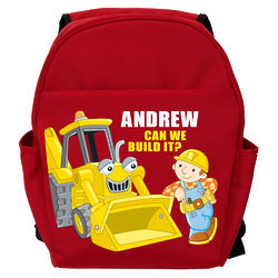 Toddler's Personalized Bob the Builder Scoop Backpack in Red