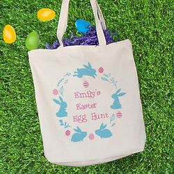 Personalized Bunny Wreath Easter Tote