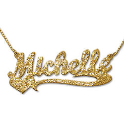 Sparkling Diamond-Cut 18k Gold-Plated Heart Name Necklace