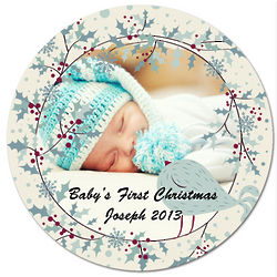 Personalized Photo Holly and Dove Christmas Ornament