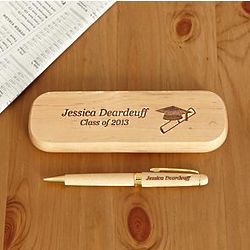 Personalized Maple Graduation Pen and Box