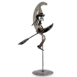 Rustic Witch Recycled Metal Halloween Sculpture