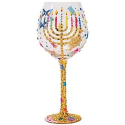 Hanukkah Super Bling Wine Glass