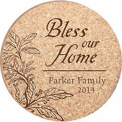 Personalized Bless Our Home Cork Drink Coasters