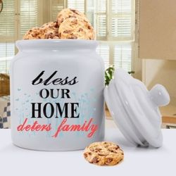 Personalized Bless Our Home Family Ceramic Cookie Jar