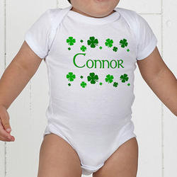 Personalized St. Patrick's Day Shamrocks Baby Bodysuit
