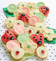 Buttercream Frosted Flowers and Lady Bug Cookies