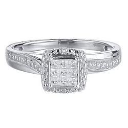 Princess Cut Diamond Promise Ring in Sterling Silver