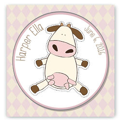 Personalized Cow Graphic Design Nursery Canvas Print