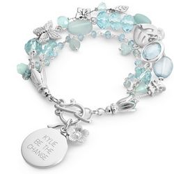 Butterfly and Bead Blue Bracelet