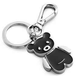 Teddy Bear Black Enamel Key Chain