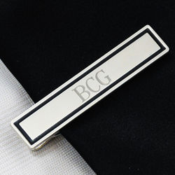 Personalized Black Border Designer Tie Clip