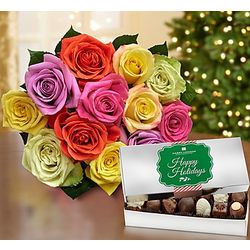 Holiday Lights Roses and Chocolates