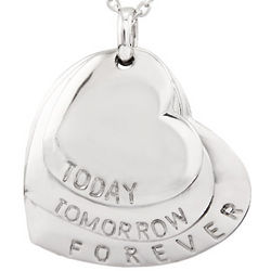 Today, Tomorrow, Forever Engraved Hearts Necklace