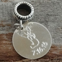 Memorial Angel Personalized Engraved Disk with Charm Bead