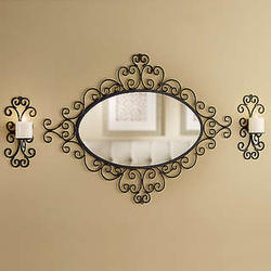 Wall Mirror and Sconces Set