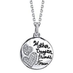 Mother Daughter Friends Forever Silver and Diamond Pendant