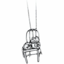 Grinning Kitty Pewter Necklace