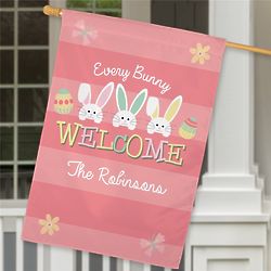 Personalized Every Bunny Welcome House Flag