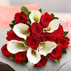 Holiday Red Rose and Calla Lily Bouquet