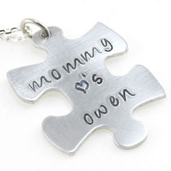 Puzzle Piece Personalized Hand Stamped Pendant