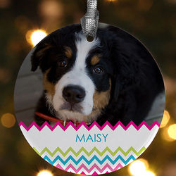 Personalized Double Sided Chevron Design Photo Christmas Ornament